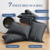 Sasttie Queen Comforter Set, 7 Pieces Bed in a Bag Queen, Complete Bedding Set Includes Grey Comforter, Flat Sheet, Fitted Sheet, Pillowcases and Pillow Shams, Dark Grey - Image 5