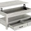 Rolanstar Coffee Table, Lift Top Coffee Table with Drawers and Hidden Compartment, Living Room Table with Wooden Lift Tabletop, for Living Room, Grey - Image 8