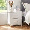 Sweetcrispy Nightstand Set of 2 with 2 Storage Drawers, 20" Height Small Bed Side Furniture End Table, Wooden Top Fabric Cabinet Kids Mini Dresser for Bedroom, Closet, Entryway, College Dorm - Image 2