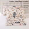 JSD Boho Floral Printed Sheet Set Queen Size 4 Piece, Soft Botanical Pattern Microfiber Sheets Extra Deep Pocket - Image 2
