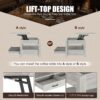Rolanstar Coffee Table, Lift Top Coffee Table with Drawers and Hidden Compartment, Living Room Table with Wooden Lift Tabletop, for Living Room, Grey - Image 6