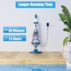 Pool Vacuum for Above Ground Pool with a Telescopic Pole, Running time up to 1H, T403 Handheld Rechargeable Pool Cleaner with Powerful Suction up to 18.5 gallons/min, Ideal for Leaves, Debris - Image 4