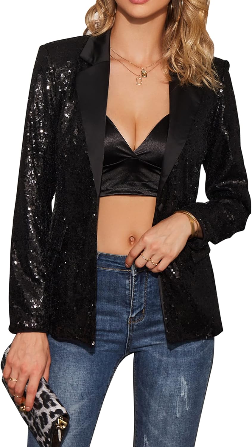 EXTRO&VERT Women Blazer Lightweight Long Sleeves Single Button Slim Casual Business Office Outfit