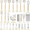 Umite Chef Silicone Kitchen Utensil Set, 34PCS Heat Resistant Kitchen Gadgets and Tools With Grater, Wood Handles for Nonstick Cookware - Image 2