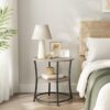 VASAGLE Side Table, Round End Table with 2 Storage Shelves for Living Room, Bedroom, Nightstand with Steel Frame for Small Spaces, Accent Coffee Table, Greige and Ink Black - Image 6