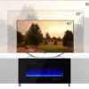 VanAcc 70" Fireplace TV Stand with 36" Electric Fireplace, High Gloss Entertainment Center with LED Lights, Modern Entertainment Stand for TVs up to 80", White&Black - Image 7