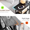 Narrow End Tables Living Room Set of 2 with Charging Station, Skinny Side Table with Fabric Drawers, Slim Nightstand for Bedroom, Small Spaces, Couch, Black, HETNDP03BK - Image 6