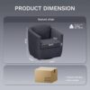 COLAMY Swivel Accent Chair, Round Upholstered Swivel Barrel Armchair Metal Base Fabric Chair Modern No Assembly Sofa Chair for Living Room Bedroom Reading Apartment Nursery,Dark Gray(2pc) - Image 2