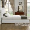 VECELO King Size Upholstered Bed Frame with 4 Drawers and Headboard, Velvet Platform Storage Bedframe, Wooden Slats Support, No Box Spring Needed,White - Image 6