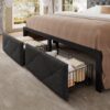 King Size Bed Frame with 2 Storage Drawers, Metal Platform Bed with Charging Station, Upholstered Button Tufted Storage Headboard, No Box Spring Needed, Noise-Free, Easy Assembly, Grey - Image 5