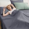 Bedsure Cooling Queen Sheet Set, Blend of Rayon Derived from Bamboo Sheets, Breathable Soft & Silky, GentleSoft™ Hotel Luxury Bedding Set, Deep Pocket Bedsheets for Hot Sleepers - Dimgray - Image 3