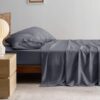 Bedsure Cooling Queen Sheet Set, Blend of Rayon Derived from Bamboo Sheets, Breathable Soft & Silky, GentleSoft™ Hotel Luxury Bedding Set, Deep Pocket Bedsheets for Hot Sleepers - Dimgray - Image 8