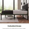 Feonase Full Size Metal Bed Frame, Heavy-Duty Platform Bed Frame with Linen Upholstered Headboard, 12" Storage Space, Steel Slats Support, No Box Spring Needed, Gray - Image 8