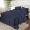 URBANHUT 1000 Thread Count Queen Sheet Set Egyptian Cotton Sheets, Long Staple Soft & Breathable, 4 Pc Bed Sheet Sets for Queen Size Bed, Luxury Hotel Sateen Sheets Fits 16" Deep Pocket - Navy Blue - Image 3