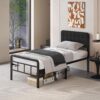 16 Inch Twin XL Bed Frames with Upholstered Headboard and Metal Footboard, XL Twin Platform Bed Frame with Metal Slat Support, No Box Spring Needed, Noise Free, Black - Image 5