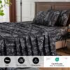 HYPREST Grey Black Sheets King,Deep Pocket Sheets, 1800 Thread Count Pattrn Bed Sheets Soft Breathable Cute Printed Boho Farmhouse Bed Sheets, Oeko-Tex Certificated- Up to 18 Inch - Image 2