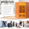 Far Infrared Wooden Sauna, 2-3 Person Indoor Wooden with 2 Bluetooth Speakers & 7 Color Lights & 7 Heating Panel, 2100W Canadian Hemlock Dry Sauna for Home,Intelligent Control Panel - Image 4