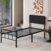 16 Inch Twin XL Bed Frames with Upholstered Headboard and Metal Footboard, XL Twin Platform Bed Frame with Metal Slat Support, No Box Spring Needed, Noise Free, Black - Image 9