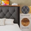 King Size Bed Frame with 2 Storage Drawers, Metal Platform Bed with Charging Station, Upholstered Button Tufted Storage Headboard, No Box Spring Needed, Noise-Free, Easy Assembly, Grey - Image 4