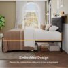 King Size Bed Frame with 2 Storage Drawers, Metal Platform Bed with Charging Station, Upholstered Button Tufted Storage Headboard, No Box Spring Needed, Noise-Free, Easy Assembly, Grey - Image 7