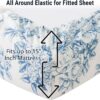 HLC.ME Rose Toile Floral Bed Sheets - 4 Piece Bed Sheet Set - Wrinkle Resistant & Ultra Soft - Fits Mattresses up to 15 Inches Deep (Queen, Blue) - Image 2