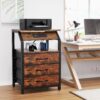 End Tables Set of 2, Nightstands with Charging Station and LED Lights, 3 Drawers Fabric Dresser, Storage Side Tables for Bedside, Living Room, Rustic Brown - Image 5