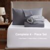 Nestl Split King Sheets for Adjustable Beds - 5 Piece Split King Sheets Set, Deep Pocket, Hotel Luxury, Extra Soft, Breathable and Cooling, Dark Grey Split King Bed Sheets - Image 2