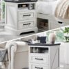 18" Farmhouse Nightstand with Charging Station,End Table with 2 Drawers Storage,Side Table,Bedside Cabinet for Bedroom,Living Room,White - Image 7