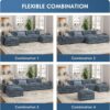 YESHOMY Sectional Modular Sofa U Shaped Chenille Fabric Couch with High Supportive & Soft Sponges and Removable Ottoman, Sleeper Comfy Upholstered Furniture for Living Room, Blue - Image 6