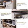 OKD Farmhouse TV Stand for 65+ Inch TV, 33" Tall Highboy Entertainment Center w/Sliding Barn Door, Rustic Media Console w/Storage Shelves, Wood Television Stand for Living Room, Antique White - Image 3