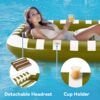 Pool Wave Inflatable Pool Lounger Floats, 80" x 66" Large Tanning Bed for Adult Kids, Outdoor Sun Bathing Floating Blow up Raft W/Pillow, Spray Water Mat, Summer Beach Lake Family Party Gift - Green - Image 3