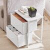 Sweetcrispy Nightstand Set of 2 with 2 Storage Drawers, 20" Height Small Bed Side Furniture End Table, Wooden Top Fabric Cabinet Kids Mini Dresser for Bedroom, Closet, Entryway, College Dorm - Image 4
