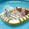 Pool Wave Inflatable Pool Lounger Floats, 80" x 66" Large Tanning Bed for Adult Kids, Outdoor Sun Bathing Floating Blow up Raft W/Pillow, Spray Water Mat, Summer Beach Lake Family Party Gift - Green - Image 7