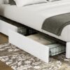 VECELO King Size Upholstered Bed Frame with 4 Drawers and Headboard, Velvet Platform Storage Bedframe, Wooden Slats Support, No Box Spring Needed,White - Image 4