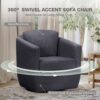 COLAMY Swivel Accent Chair, Round Upholstered Swivel Barrel Armchair Metal Base Fabric Chair Modern No Assembly Sofa Chair for Living Room Bedroom Reading Apartment Nursery,Dark Gray(2pc) - Image 3