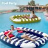 Pool Wave Inflatable Pool Lounger Floats, 80" x 66" Large Tanning Bed for Adult Kids, Outdoor Sun Bathing Floating Blow up Raft W/Pillow, Spray Water Mat, Summer Beach Lake Family Party Gift - Green - Image 8