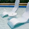 Ledge Lounger in-Pool Side Table with Umbrella Hole (White) - Image 5