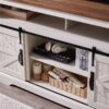 OKD Farmhouse TV Stand for 65+ Inch TV, 33" Tall Highboy Entertainment Center w/Sliding Barn Door, Rustic Media Console w/Storage Shelves, Wood Television Stand for Living Room, Antique White - Image 9