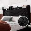 Feonase Queen Bed Frame with Charging Station, Upholstered Platform Bed Frame with Wingback Storage Headboard, Solid Wood Slats Support, No Box Spring Needed, Black - Image 6