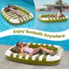 Pool Wave Inflatable Pool Lounger Floats, 80" x 66" Large Tanning Bed for Adult Kids, Outdoor Sun Bathing Floating Blow up Raft W/Pillow, Spray Water Mat, Summer Beach Lake Family Party Gift - Green - Image 6