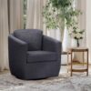 COLAMY Swivel Accent Chair, Round Upholstered Swivel Barrel Armchair Metal Base Fabric Chair Modern No Assembly Sofa Chair for Living Room Bedroom Reading Apartment Nursery,Dark Gray(2pc) - Image 8