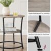 VASAGLE Side Table, Round End Table with 2 Storage Shelves for Living Room, Bedroom, Nightstand with Steel Frame for Small Spaces, Accent Coffee Table, Greige and Ink Black - Image 5