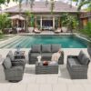 6 Pieces Patio Furniture Sets with Swivel Chairs, Outdoor Furniture Set for Porch Deck Bistro Lawn Garden Backyard Poolsid-Grey - Image 2