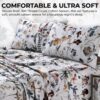 Tribeca Living King Bed Sheet Set, 300 Thread Count Soft Cotton Sateen, Floral Print with Extra Deep Pockets, 4-Piece Bedding Set, Amalfi Deep Red/Multi - Image 3
