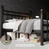 Feonase Queen Metal Platform Bed Frame with Victorian Classic Iron-Art Headboard & Footboard, Steel Slats Support, 12" Under Bed Storage, No Box Spring Needed, Noise-Free, Black - Image 5