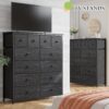 EnHomee Black Dresser for Bedroom with 12 Drawers Dressers & Chests of Drawers for Bedroom, Fabric Storage Dresser,11.9" D x 40.7" W x 43.8" H - Image 7