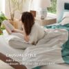 Bedsure Cotton Percale King Size Sheet Sets - 100% Cotton Bed Set for King Size Bed, Breathable & Crirsp Soft Sheets, Deep Pocket Up to 16 Inches, Bedding Bedsheets & Pillowcases, White - Image 4
