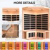 Far Infrared Wooden Sauna, 2-3 Person Indoor Wooden with 2 Bluetooth Speakers & 7 Color Lights & 7 Heating Panel, 2100W Canadian Hemlock Dry Sauna for Home,Intelligent Control Panel - Image 5