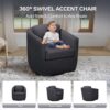 COLAMY Swivel Accent Chair, Round Upholstered Swivel Barrel Armchair Metal Base Fabric Chair Modern No Assembly Sofa Chair for Living Room Bedroom Reading Apartment Nursery,Dark Gray(2pc) - Image 5