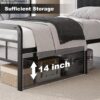 16 Inch Twin XL Bed Frames with Upholstered Headboard and Metal Footboard, XL Twin Platform Bed Frame with Metal Slat Support, No Box Spring Needed, Noise Free, Black - Image 4